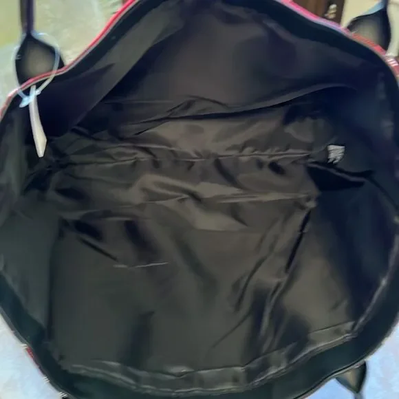 NWT Victorias Secret Red Black Novacheck Large Tote Bag - Picture 8 of 13